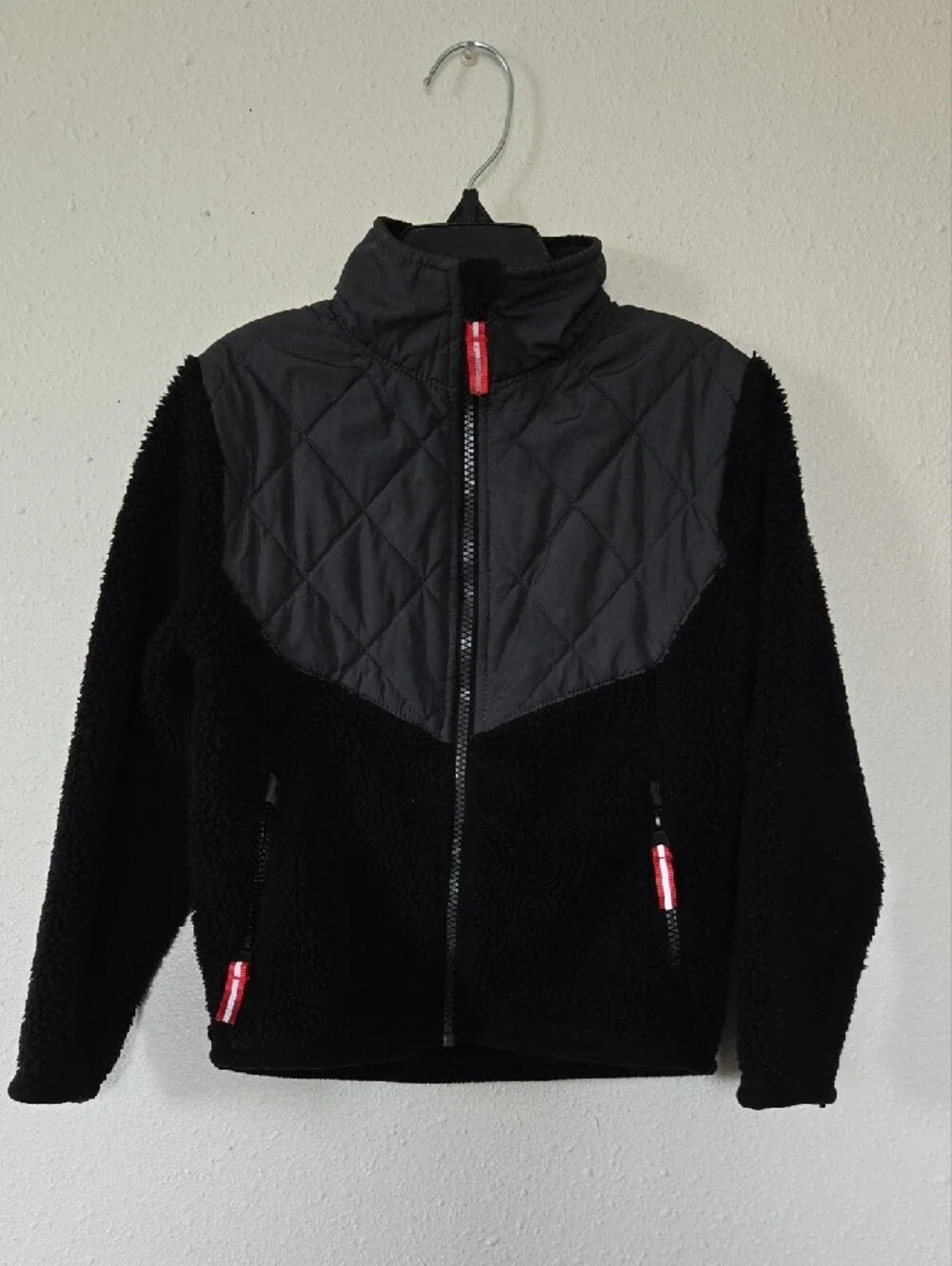 Black Quilted Yoke Fleece Jacket